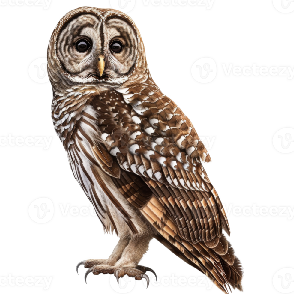 A Barred Owl With Sharp Talons and Intricate Feathers png