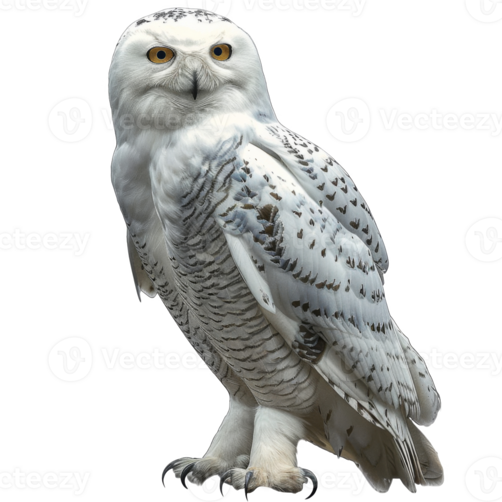 A Snowy Owl with Yellow Eyes and Sharp Talons png