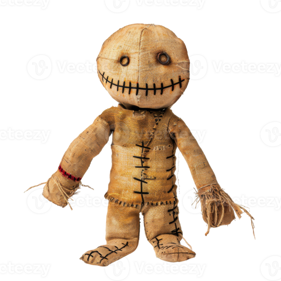 Stitched Fabric Doll with a Smile and Metal Eyes png