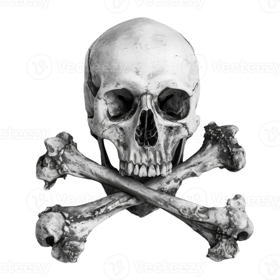 A human skull with crossed bones png