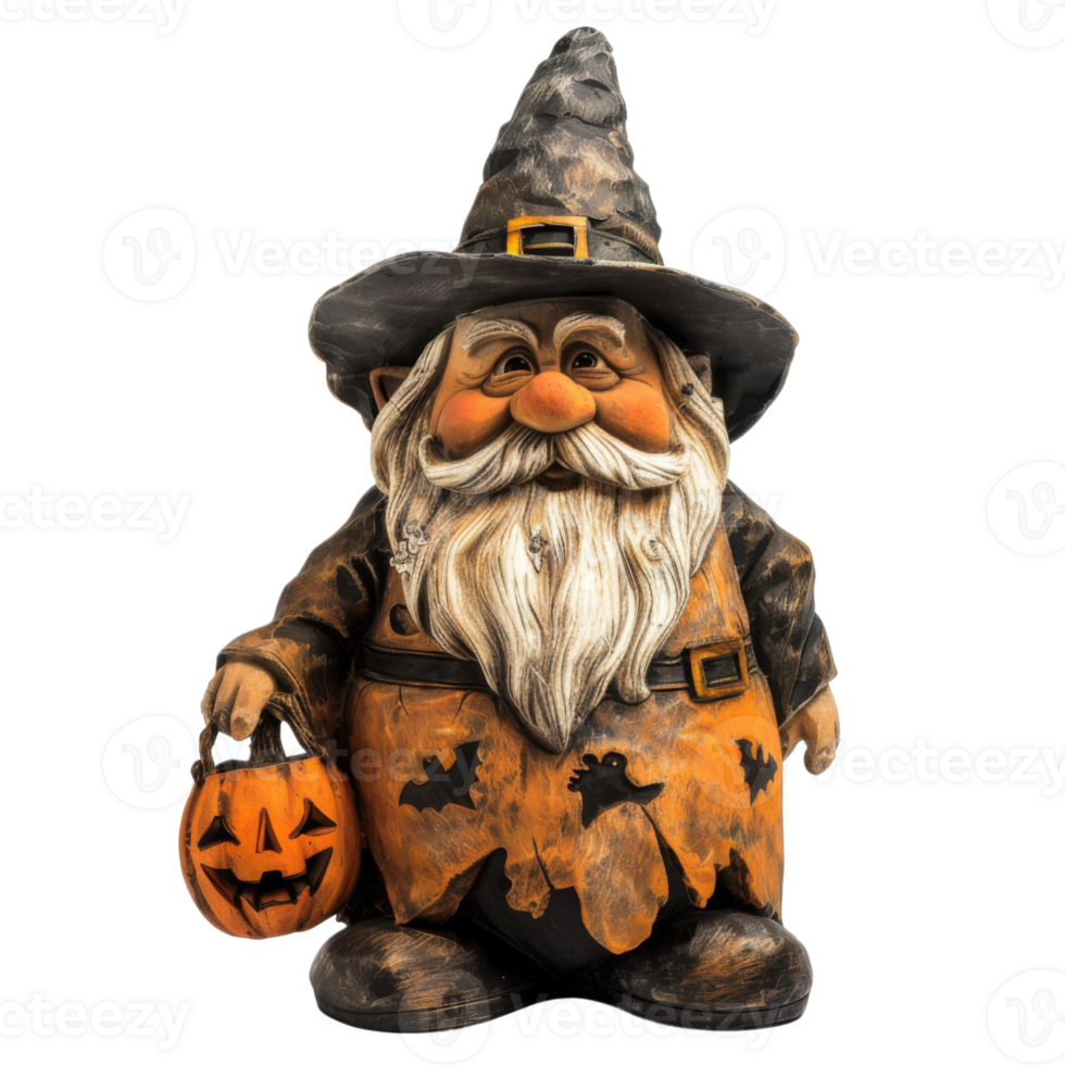 Halloween Gnome Holding a Carved Pumpkin png