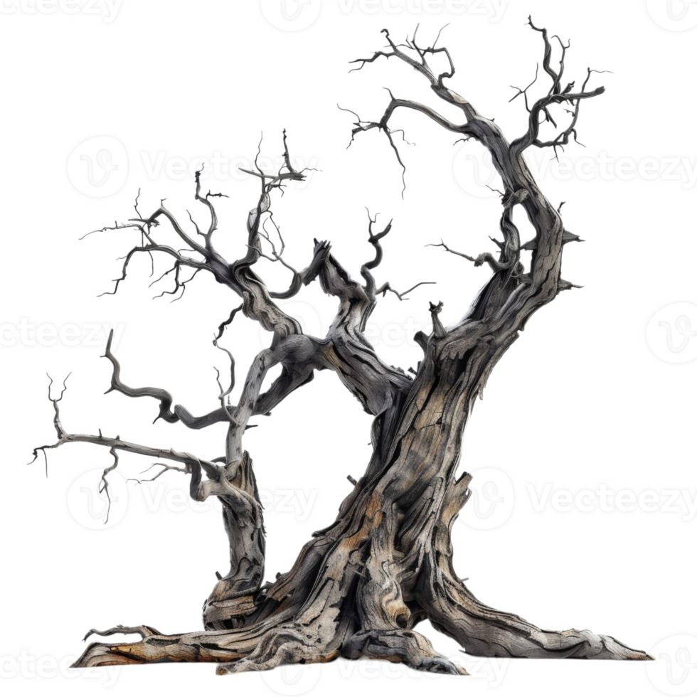 A Twisted, Dead Tree Against a Black Background png