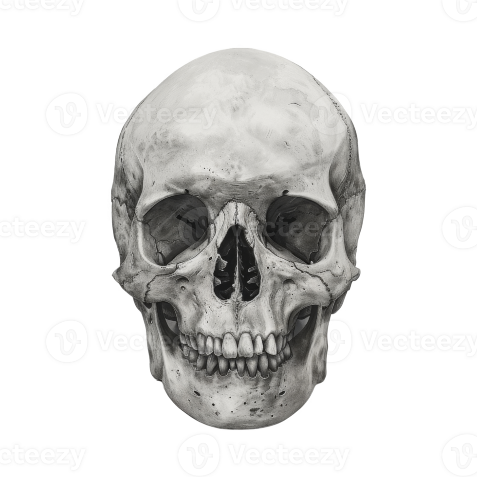 Detailed Anatomical Drawing of a Human Skull png
