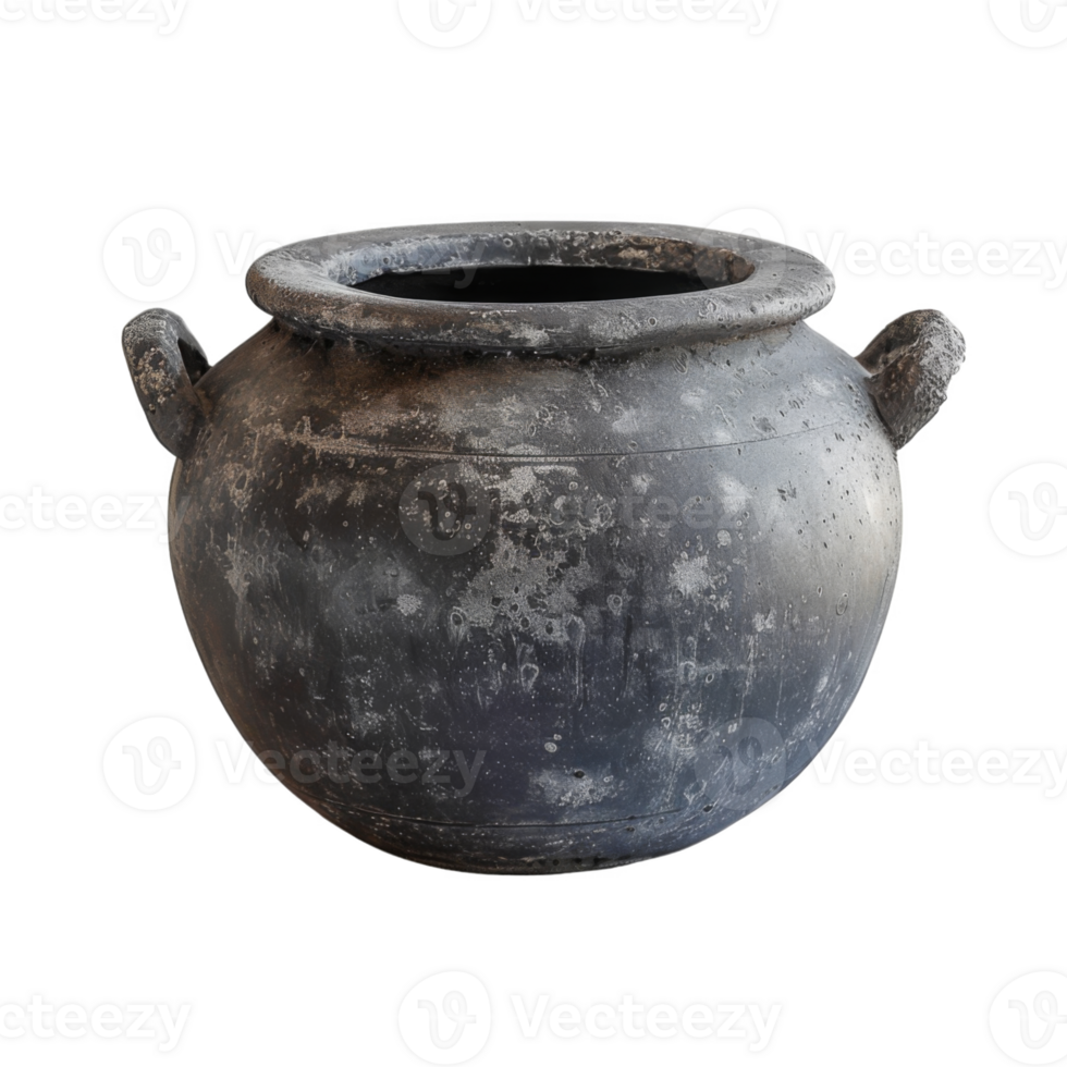Ancient Gray Pottery Jug with Handles png