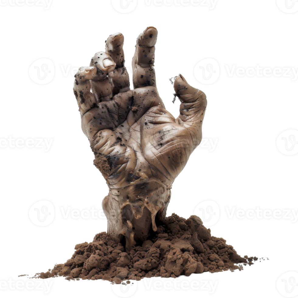 A Mud-Covered Zombie Hand Emerging From The Ground png