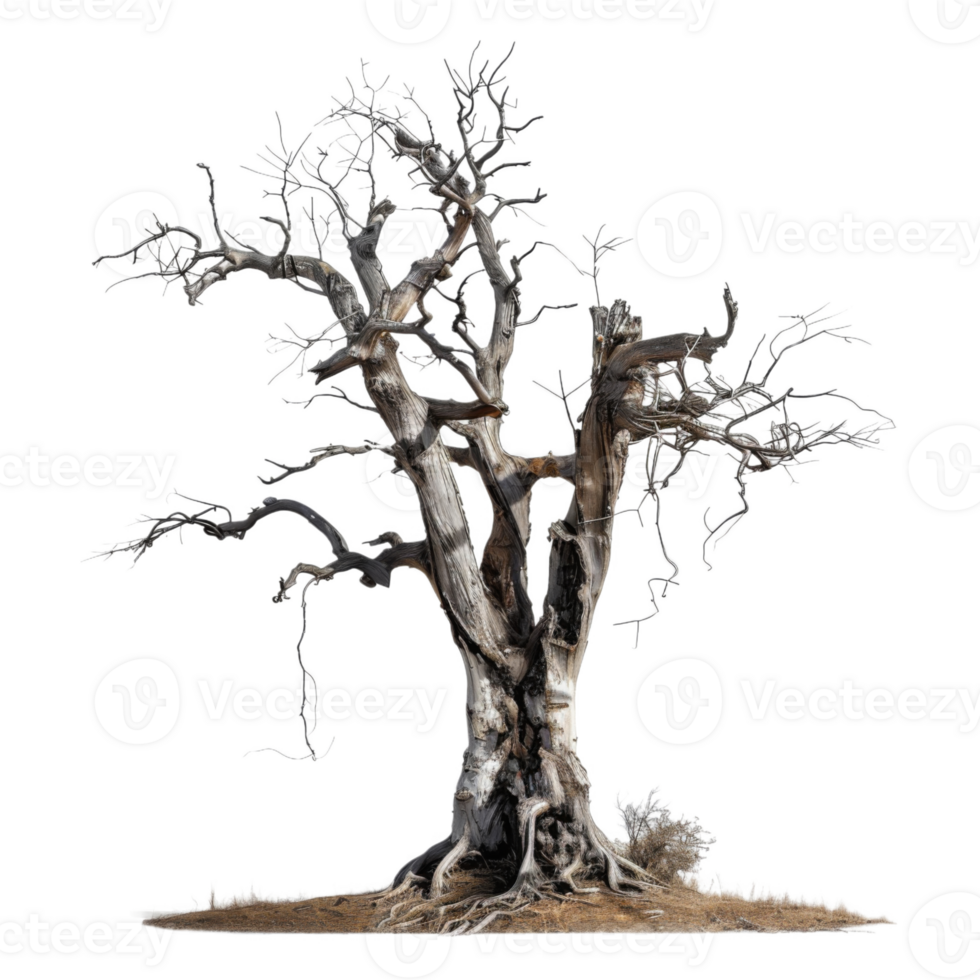 A Withered Tree with Twisted Branches and Exposed Roots png