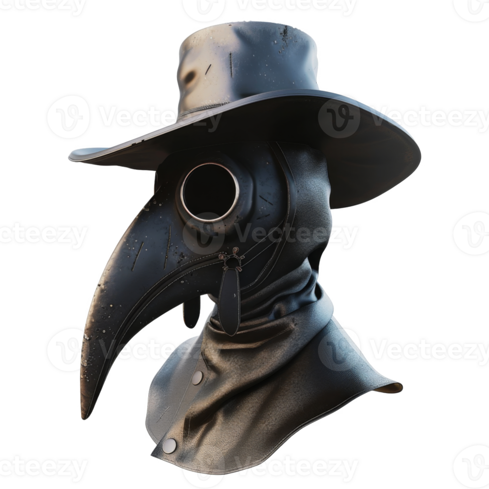 A Plague Doctor's Mask with a Wide-Brimmed Hat png