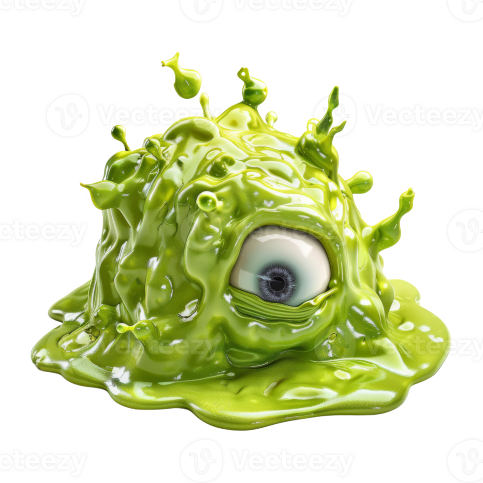Green Slime Monster With One Eye png