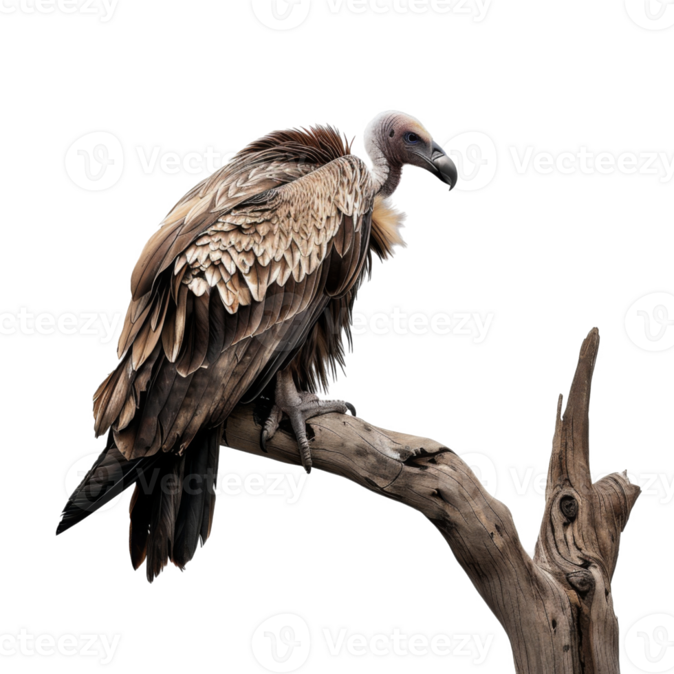 A Vulture Perched on a Dead Tree Branch png
