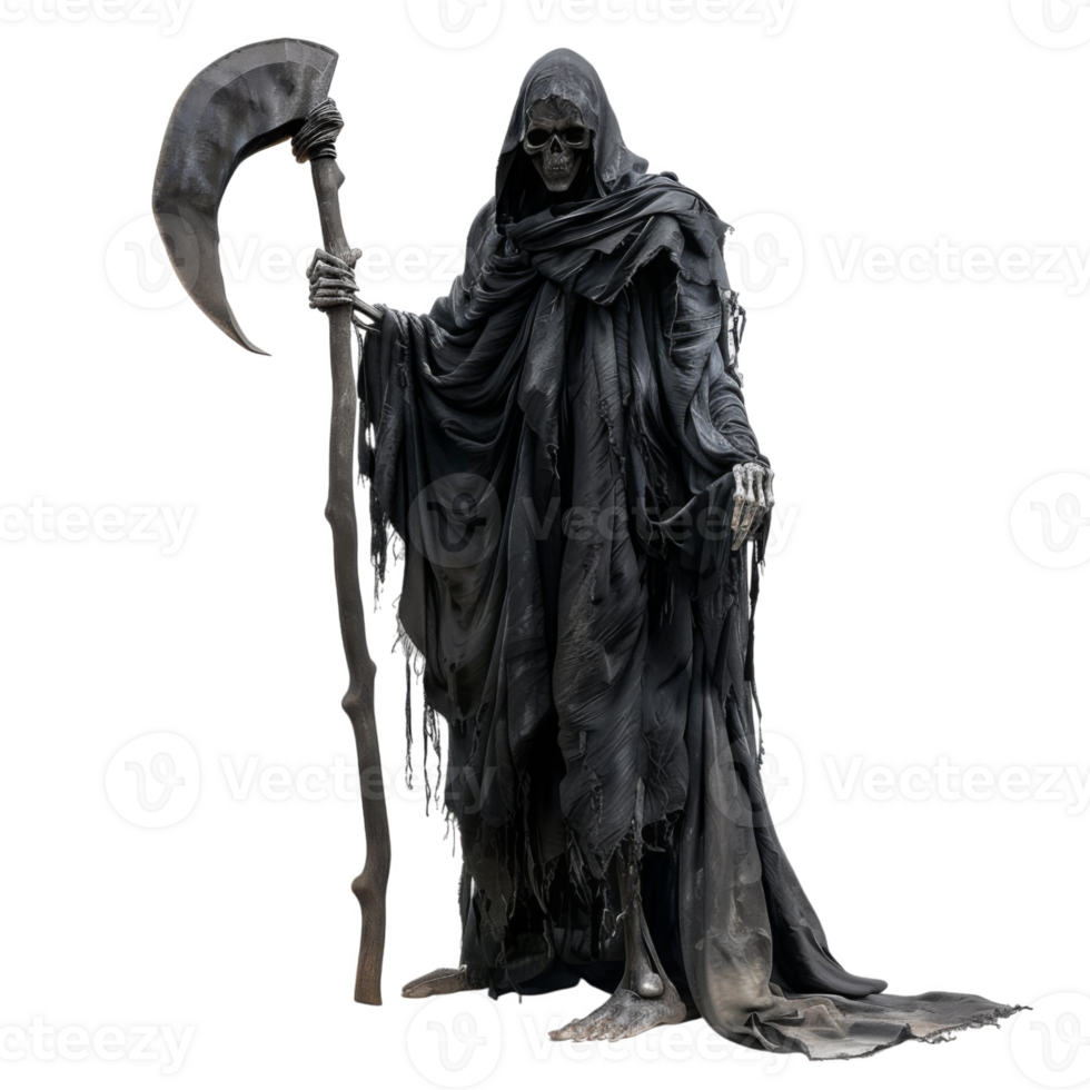 Grim Reaper with a Scythe and a Hood png