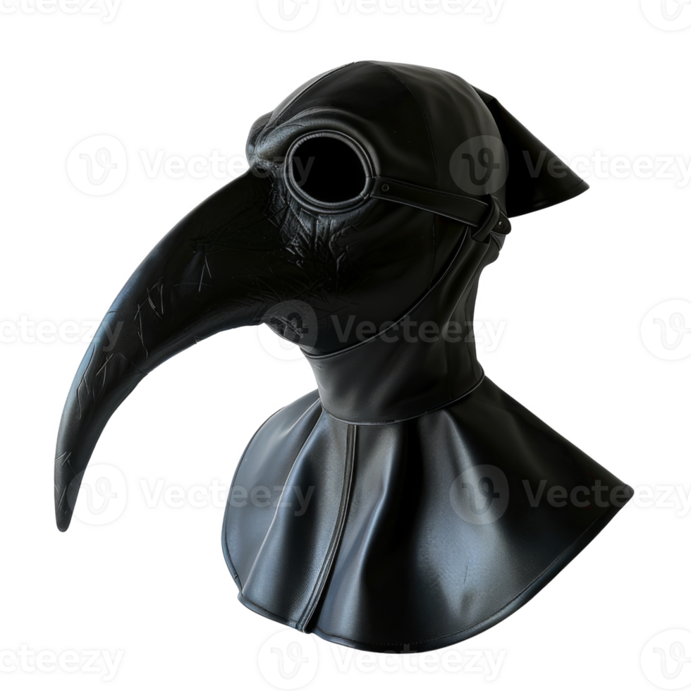 Black Leather Plague Doctor Mask with Long Nose png