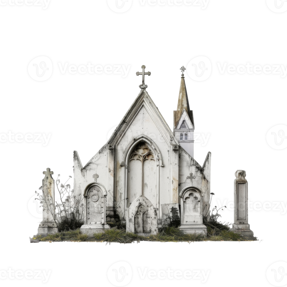 ein verlassen Stein Kirche mit bröckelt Wände png