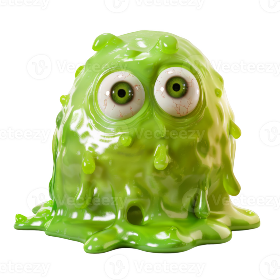 Green Gooey Monster with Big Eyes png
