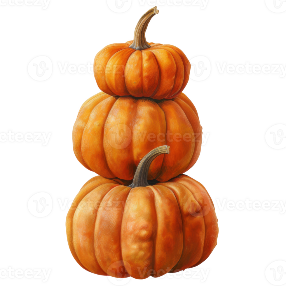 A Stack of Three Pumpkins with Stems png