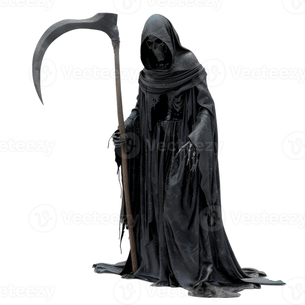 Grim Reaper with Scythe and Black Robe png