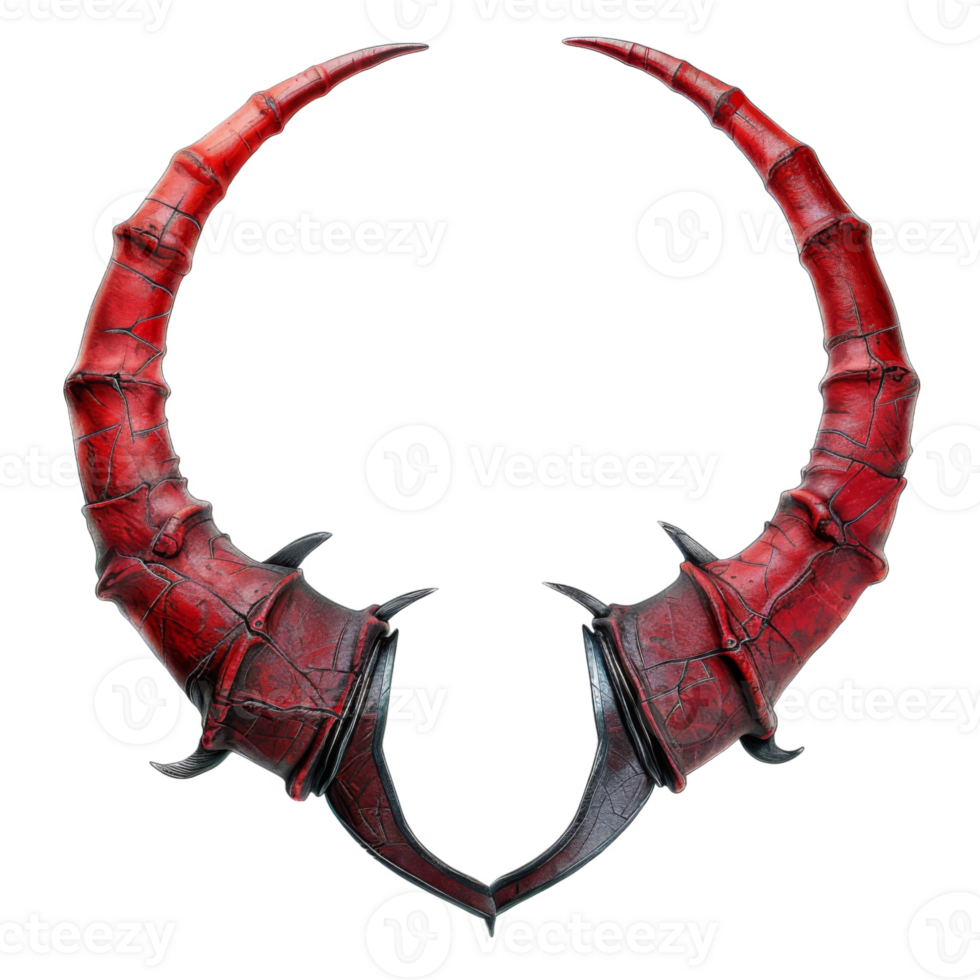 Red Cracked Horns Curved Into a Circle png