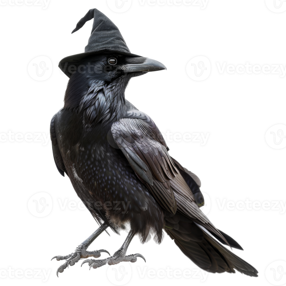 A Raven Wearing a Witch's Hat png