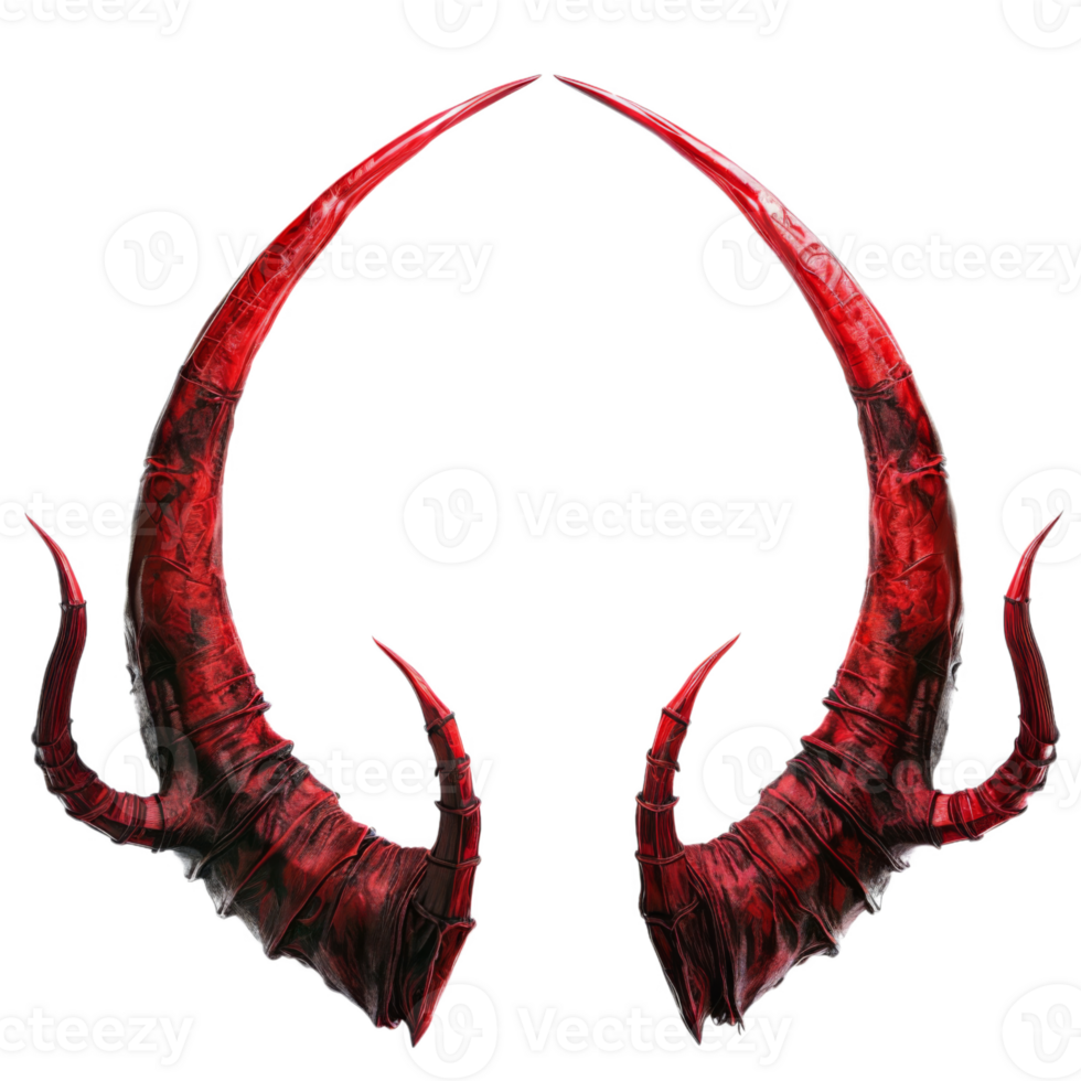 A Pair of Curved Red Horns with Sharp Points png