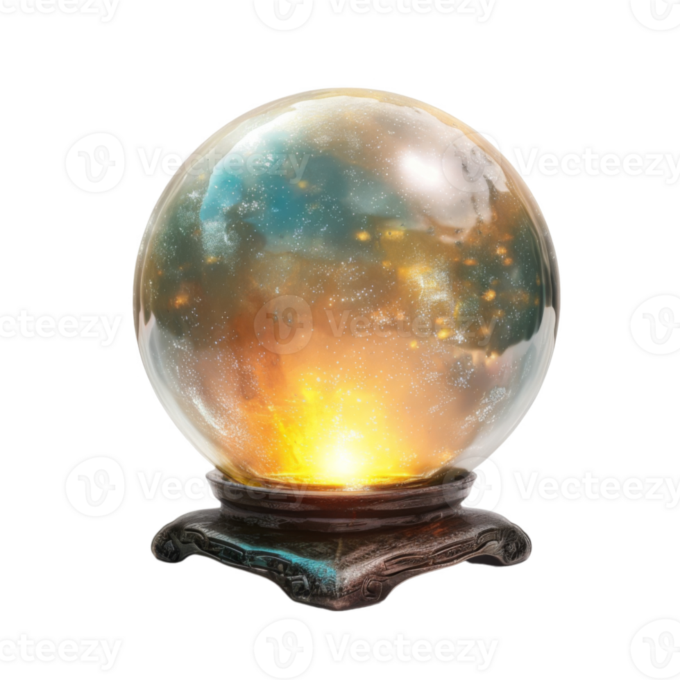 Crystal Ball with Glowing Galaxy Inside png
