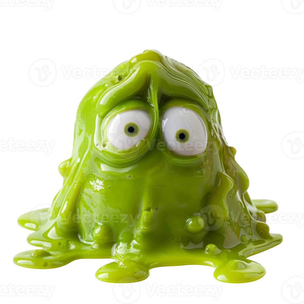 Green Gooey Creature with Big Eyes png