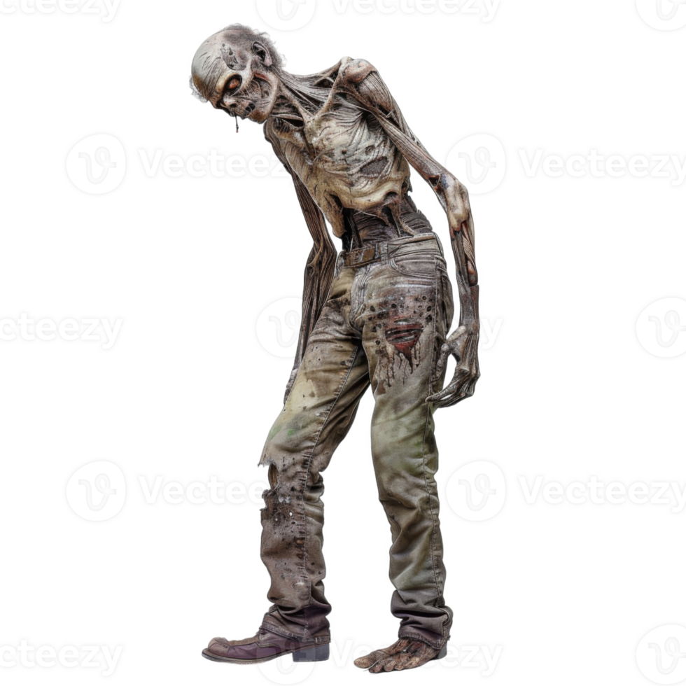A Decaying Zombie in Jeans and Boots png