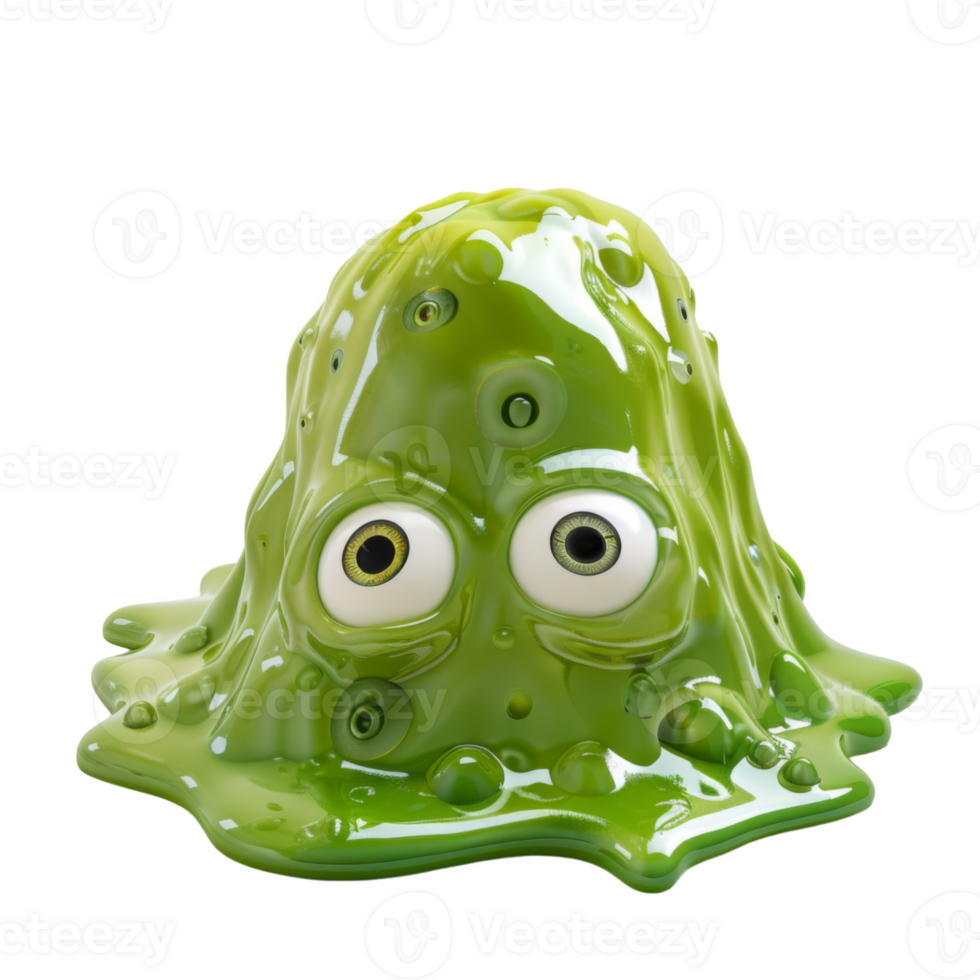 Green Goo Monster with Big Eyes png