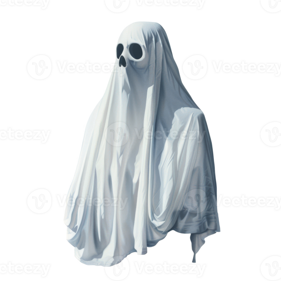 A White Ghostly Figure with a Skull Face png