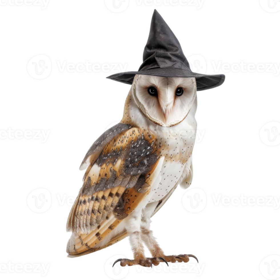 Barn Owl Wearing a Witch's Hat png