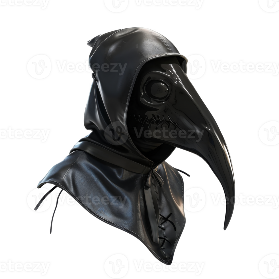 A Black Plague Doctor's Mask with a Hood png