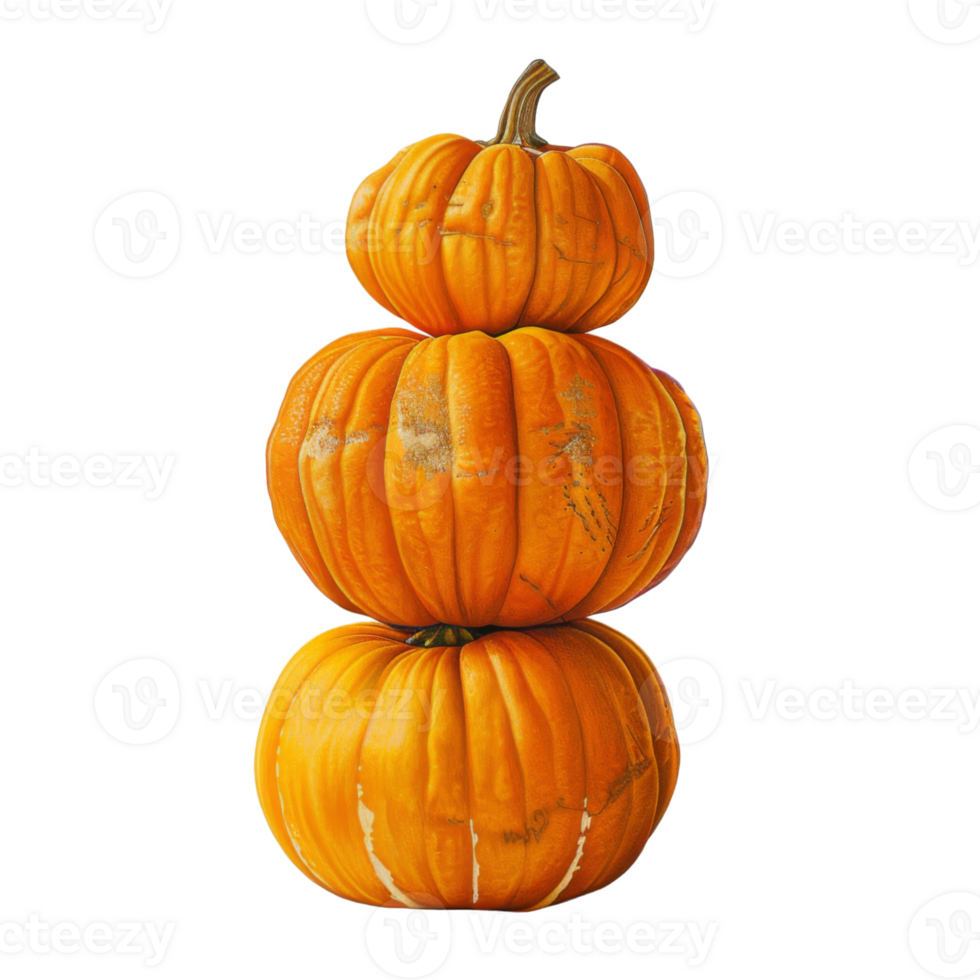 Stack of Three Ripe Pumpkins png
