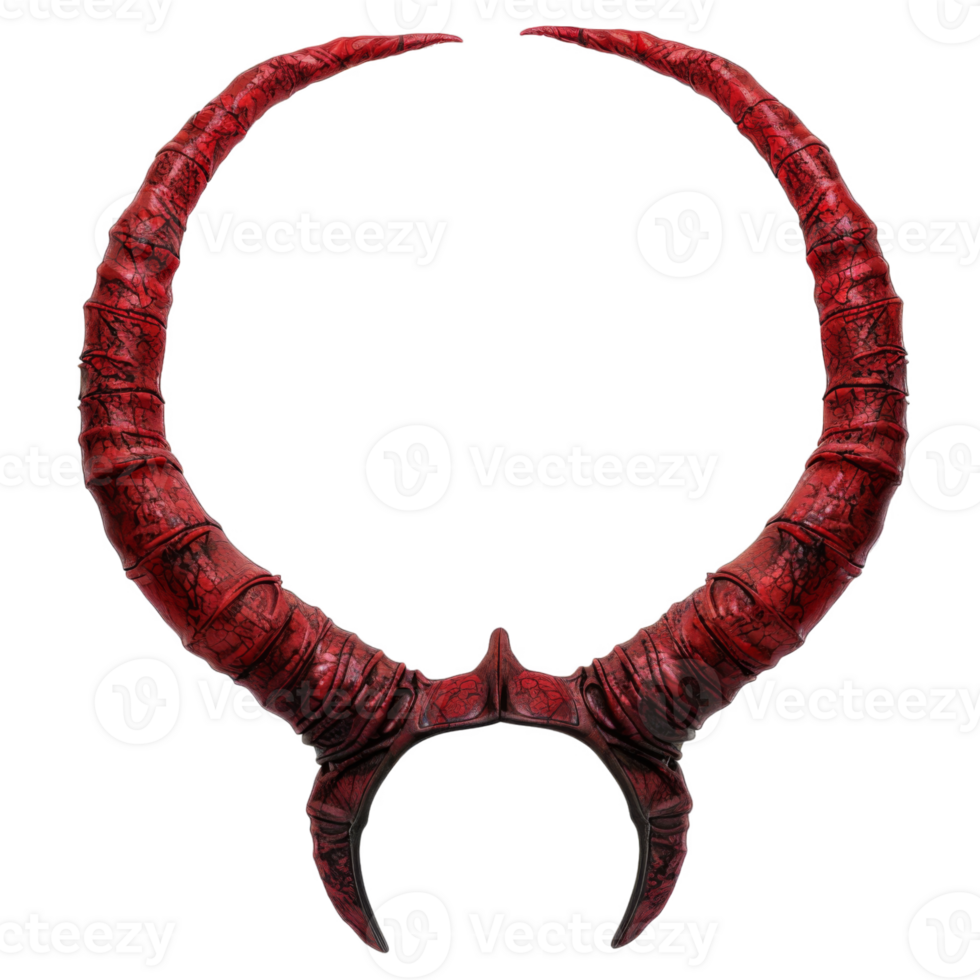 Red Devil Horns with Cracked Surface and Detailed Texture png