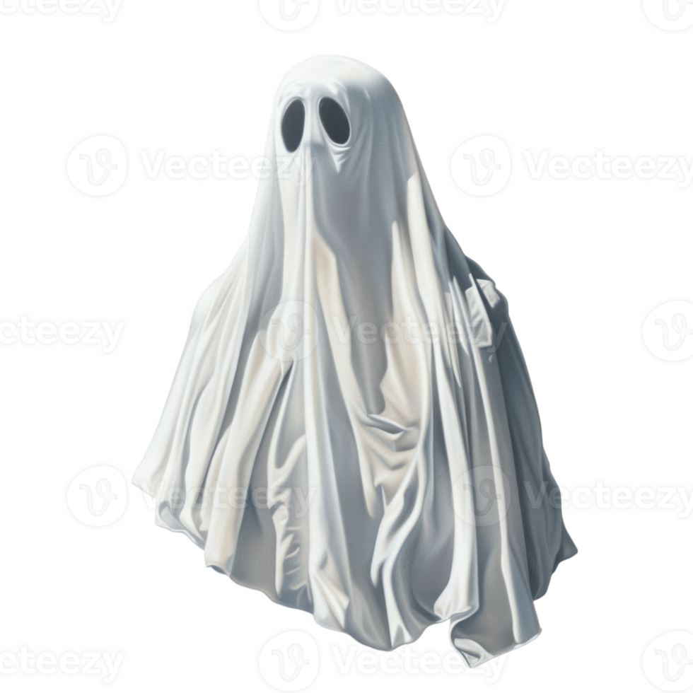 A White Ghost with Draped Sheet and Two Black Eye Holes png
