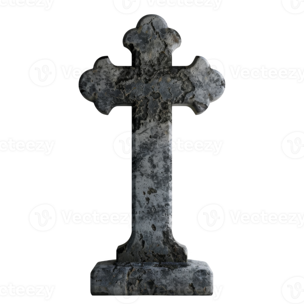 Weathered Stone Cross Gravestone png
