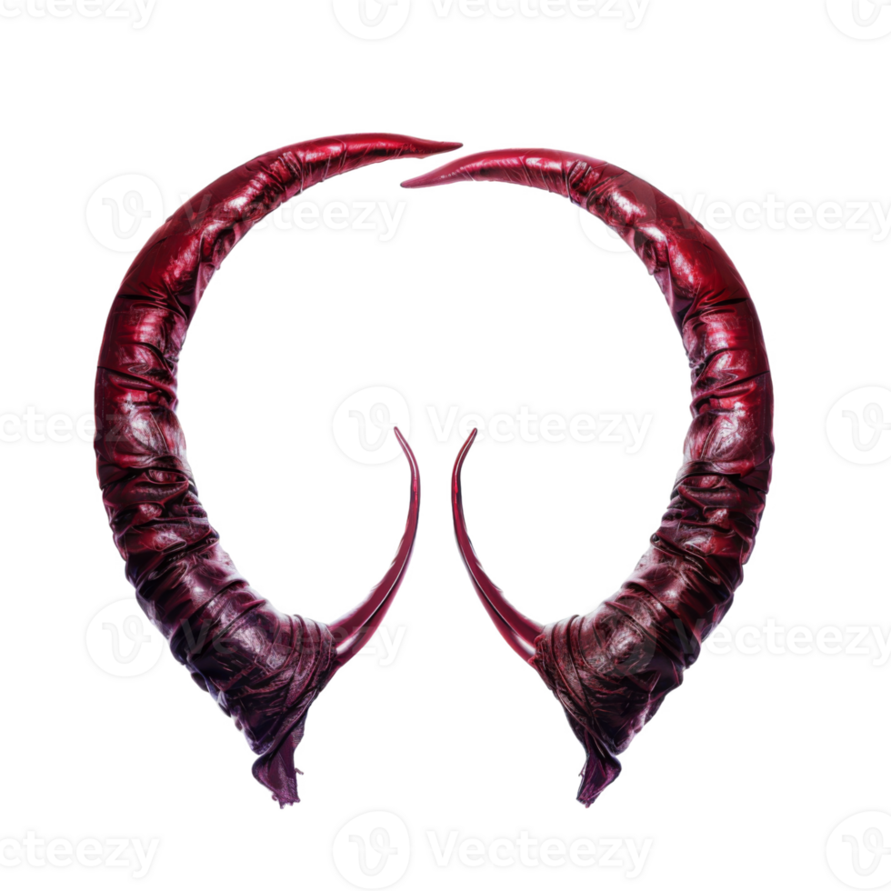 A Pair of Crimson Horns Curved and Pointing Inwards png