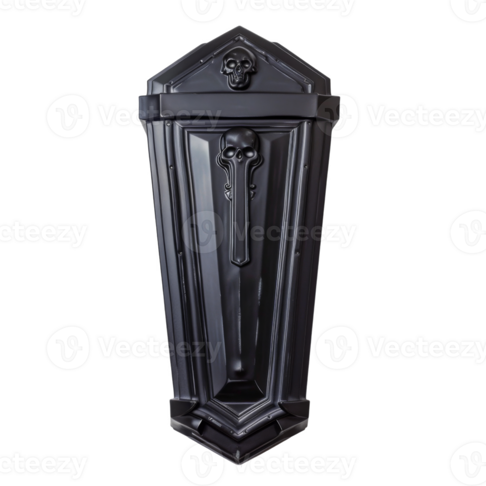 Black Coffin with Skull Decorations png