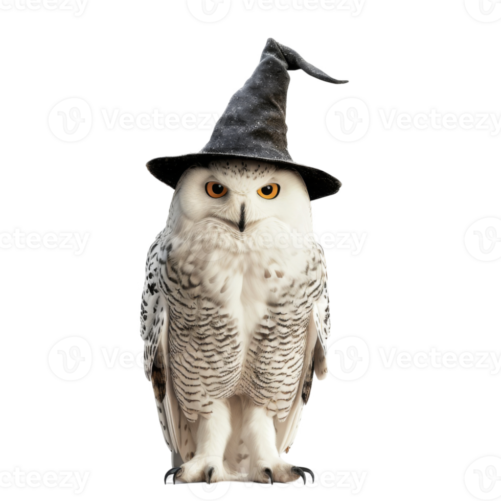 A Snowy Owl Wearing a Witch's Hat png