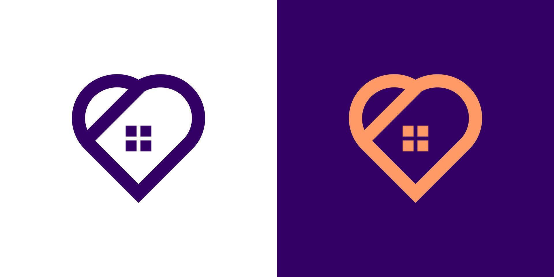 Heart house icon logo home love building business isolated vector