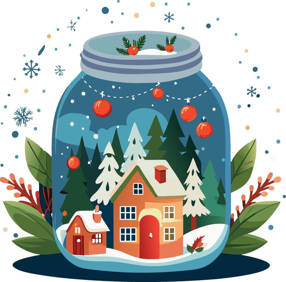 Christmas in Jar Clipart vector