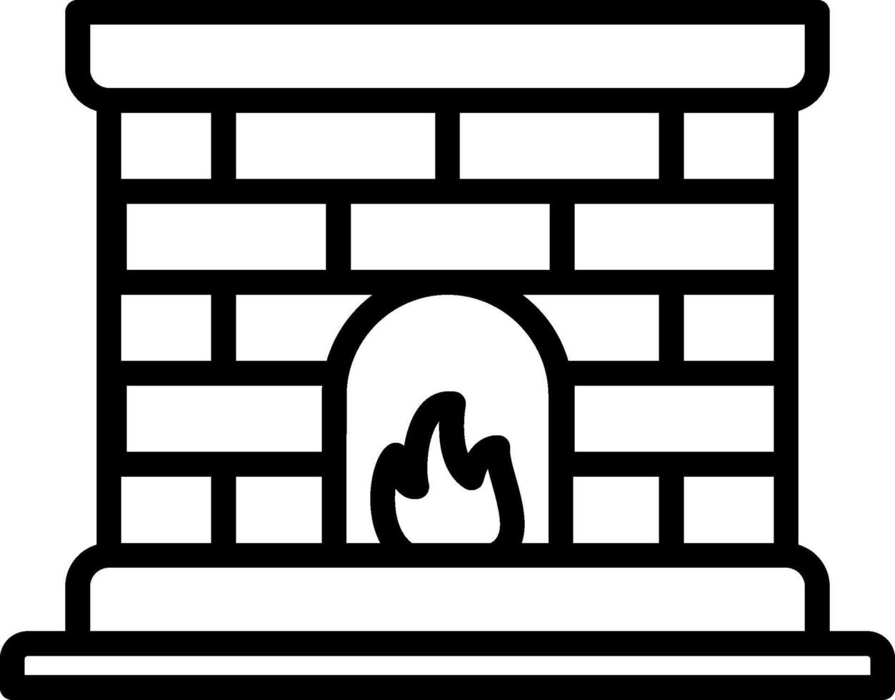 Fireplace Line Icon vector