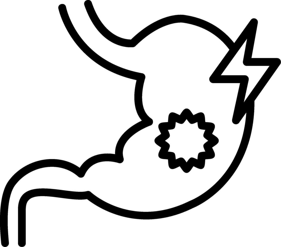 Abdominal pain Line Icon vector