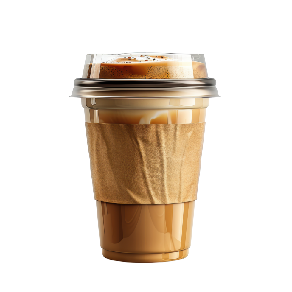 Fresh latte milk frappe coffee in plastic glass object clip art and element png