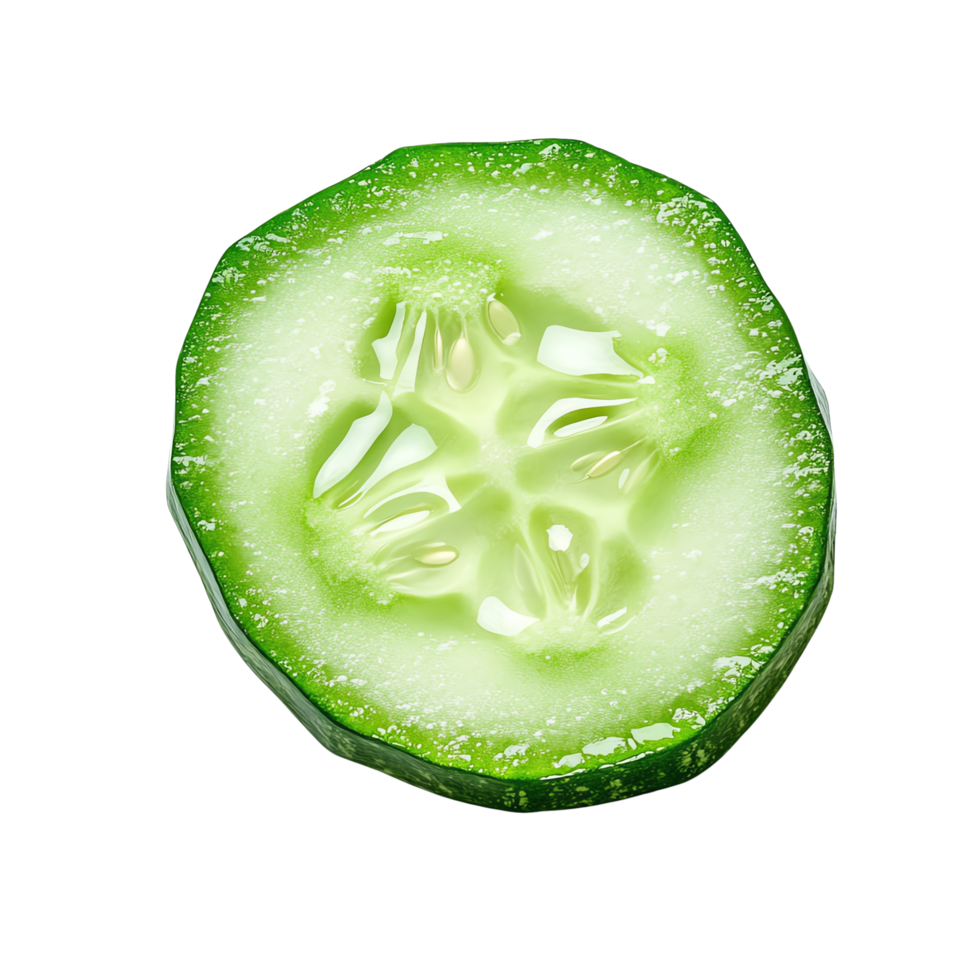 A high-resolution close-up of a fresh cucumber slice png