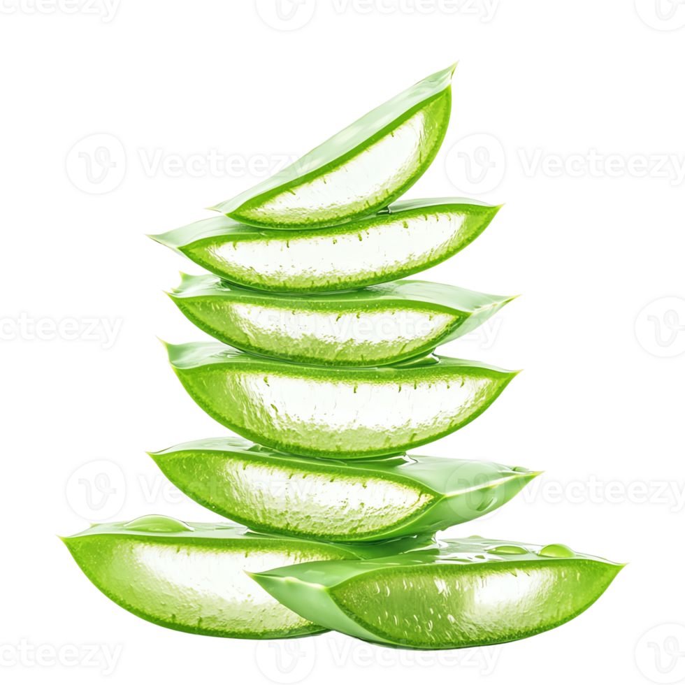 Stacked slices of fresh aloe vera plantv png