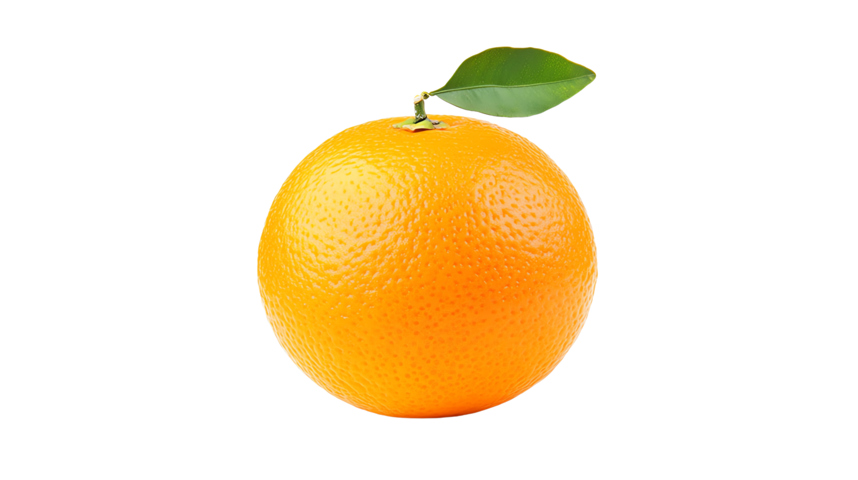 Fresh juicy orange with green leaf png