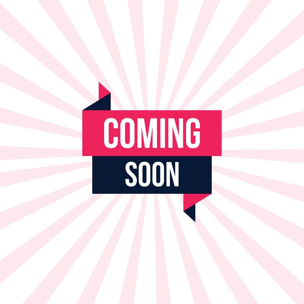 Coming soon design with sunburst background vector