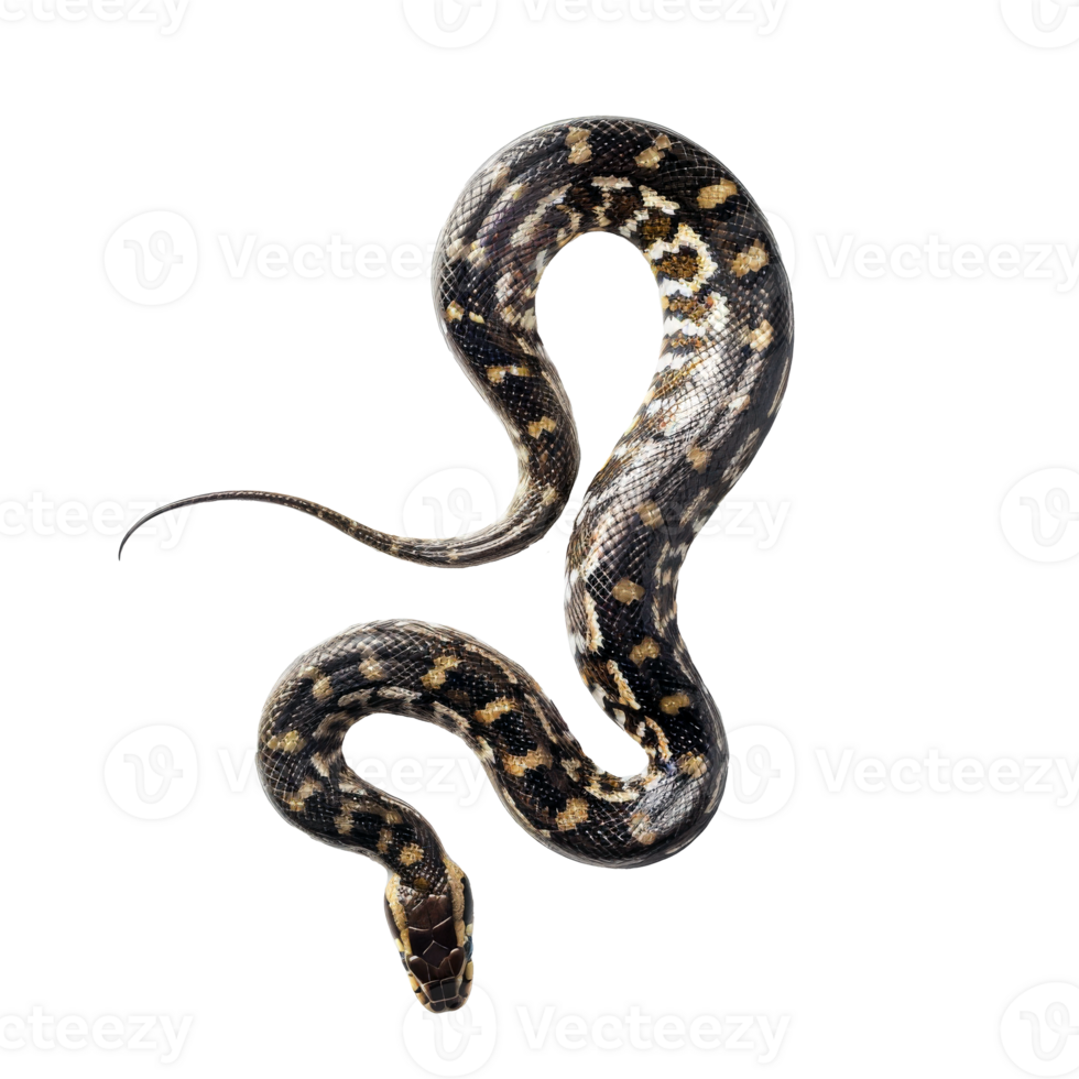 Top view of snake with natural pattern crawling on transparent background png