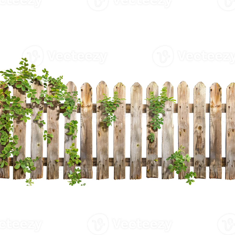 wooden fence and vines transparent 3D icon png