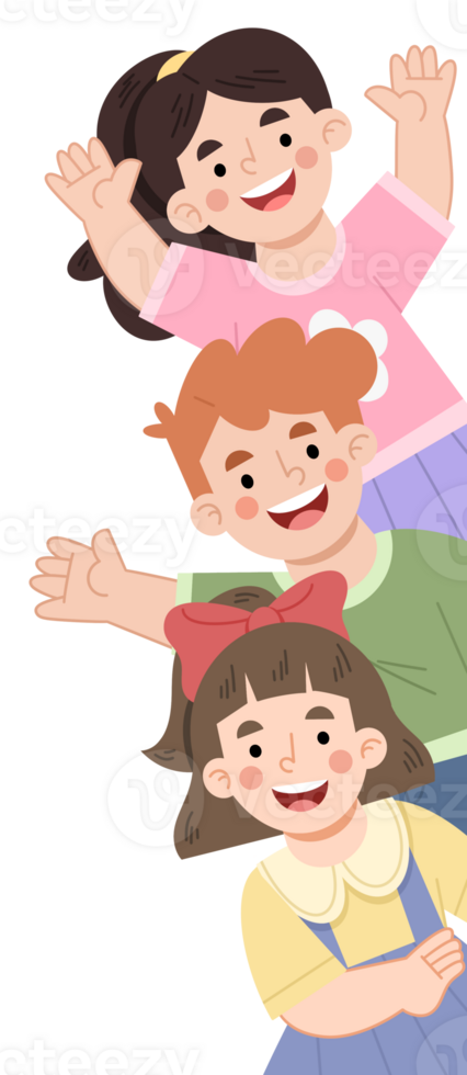 Illustration of happy children peeking png