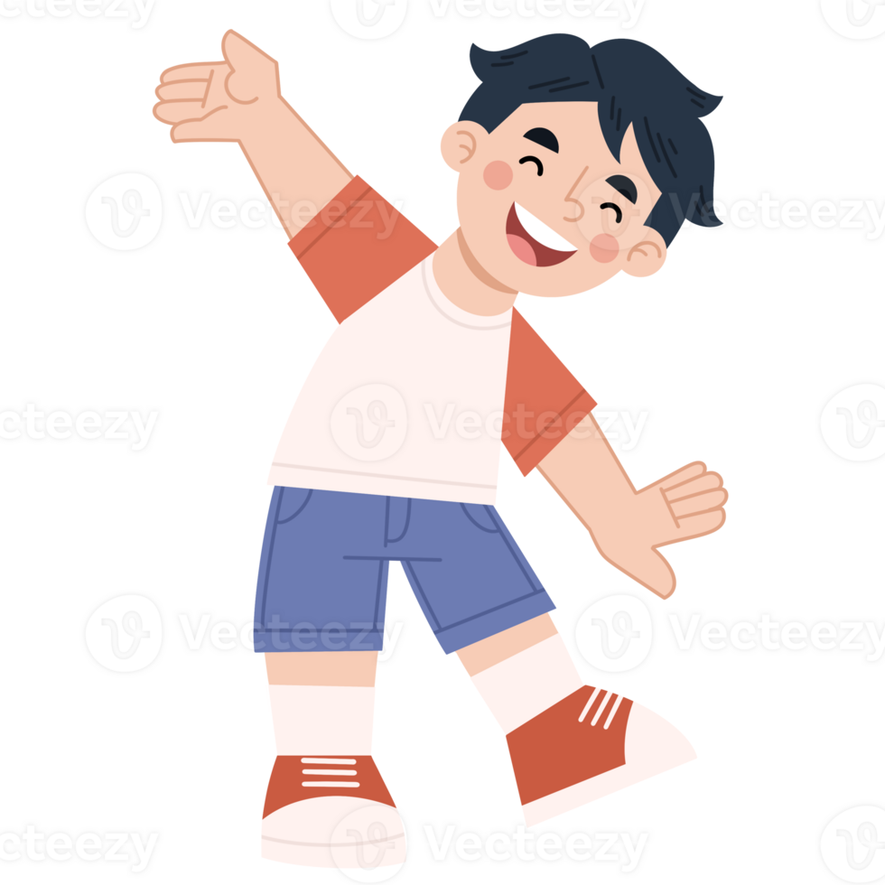 Illustration of a happy boy jumping png
