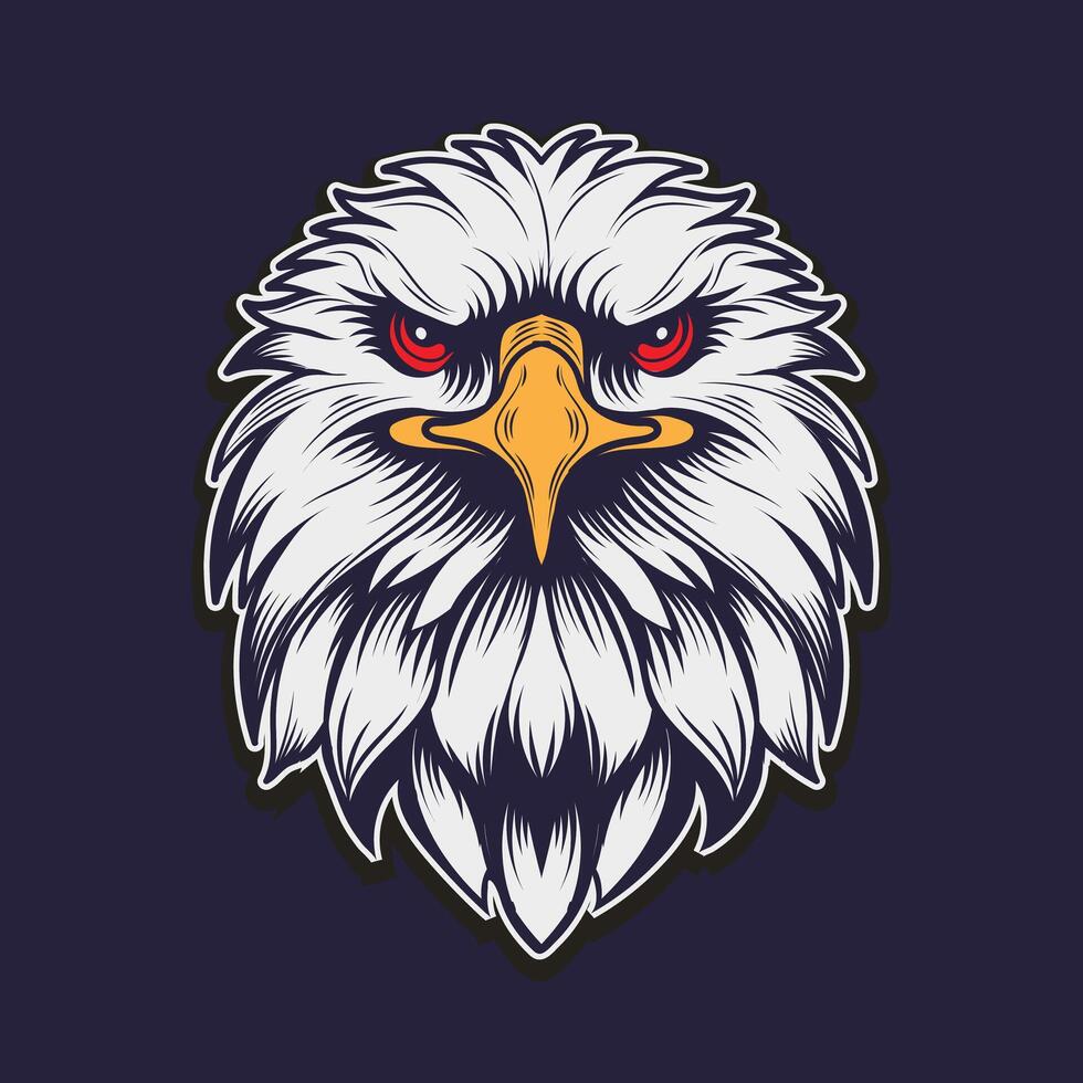Eagle head front view for dark background design vector